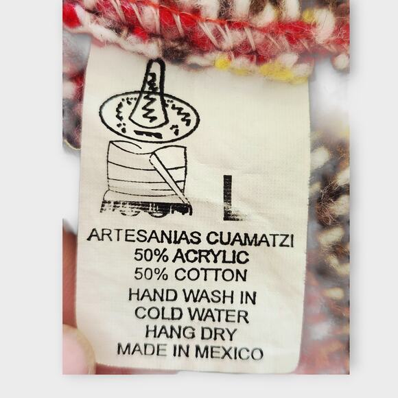 Artisan Baja Hoodie Womens L Jerga "Drug Rug" Pullover Multi-Colored Striped - Picture 6 of 6